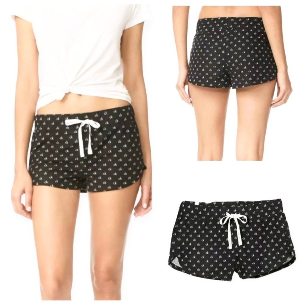 Calvin Klein Logo Print Drawstring Sleep Shorts XL Black QP1314
